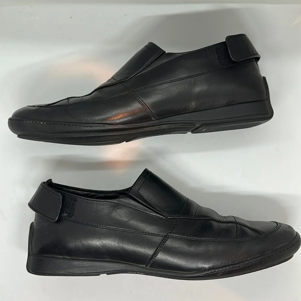 GUCCI shoes black leather loafer slip on flats size 9.5 Luxury comfort - Picture 2 of 13